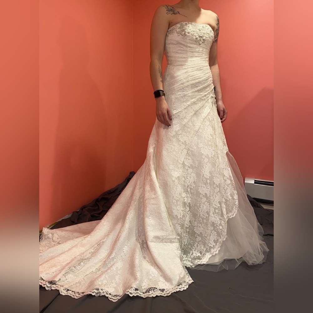 Brand new wedding dress, 2 vails, vail attachments, dress slip, undergarment.